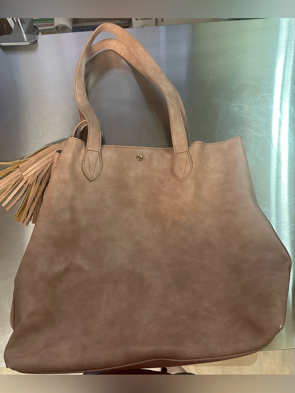 Steve Madden Blush Tan Leather Tote with Tassel